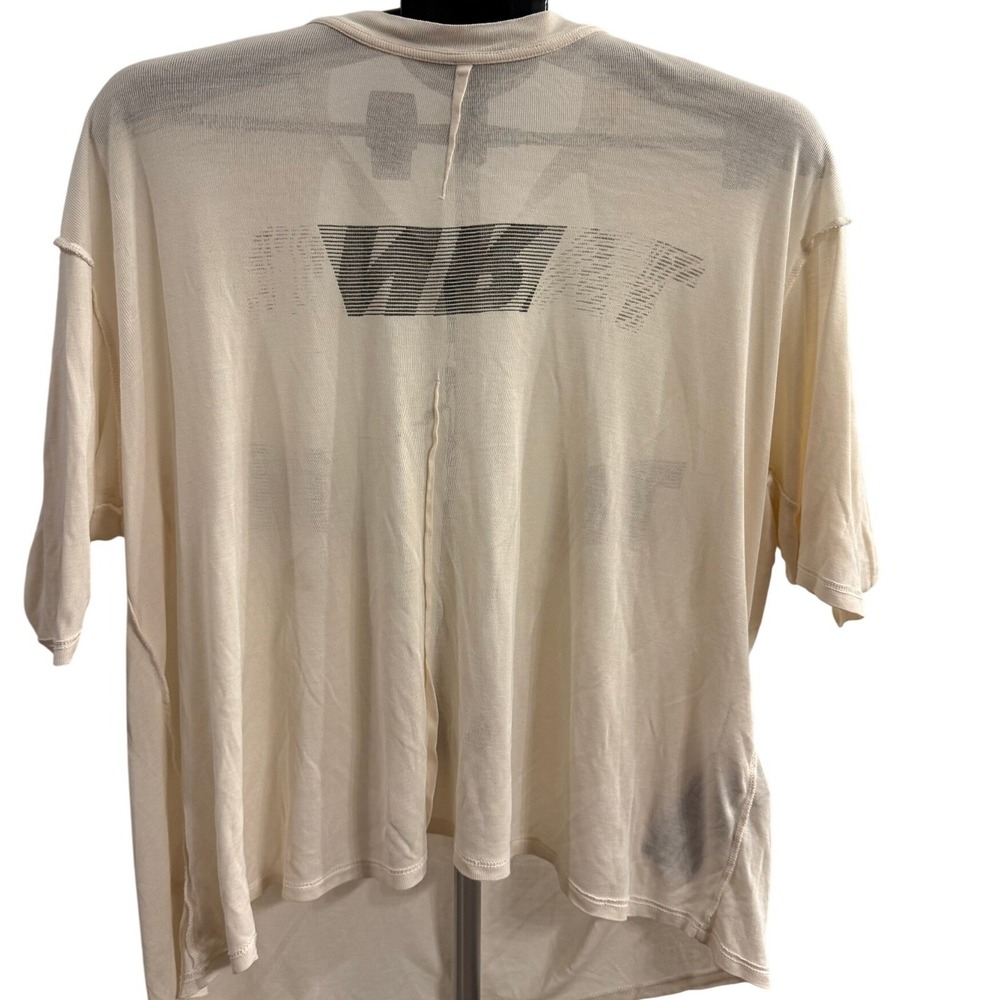 Ben Taverniti Unravel Project Silk Lines Reverse V Cut Tee White Black M NWT